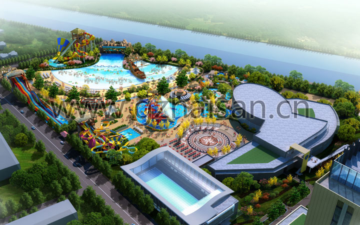 水主題公園項目旅游規(guī)劃公司:遼寧丹東金湯水上樂園旅游規(guī)劃設(shè)計鳥瞰圖